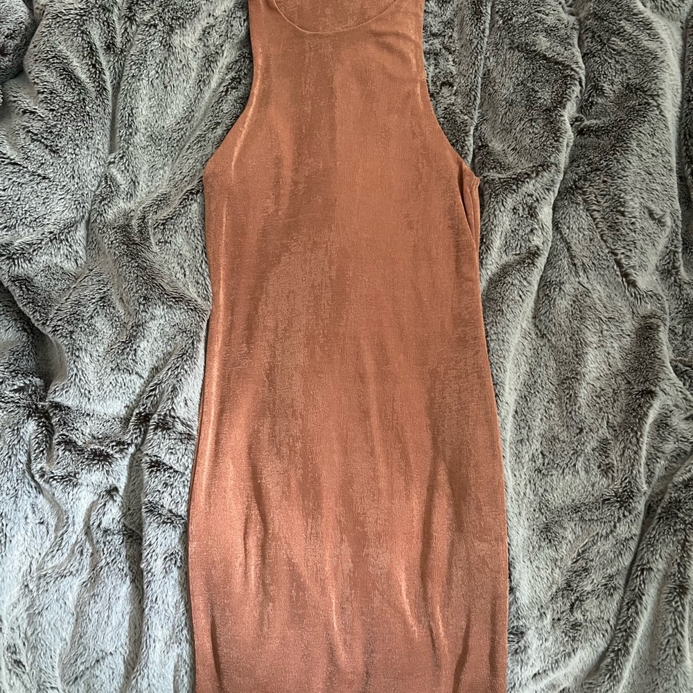 Elegant Tan Sleeveless Dress